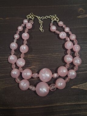Vintage Coro Pink Bubble Bead Necklace Double Strand Mid Century Style